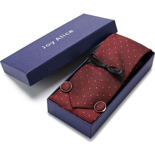 Brand Wholesale Fashion Festive Present Tie Handkerchief Cufflink Set Necktie Box Plaid Shirt Accessories Dropshipping