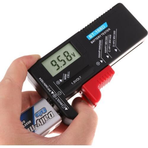 BT168D Digital Battery Capacity Tester LCD for 9V 1.5V AA AAA Cell C D Batteries
