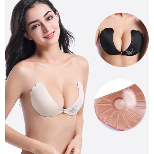 Sexy Lingerie Femme Self Adhesive Push Up Sticky Bra Silicone Seamless Lift Up Invisible Bra Tape Front Closure Strapless Bras