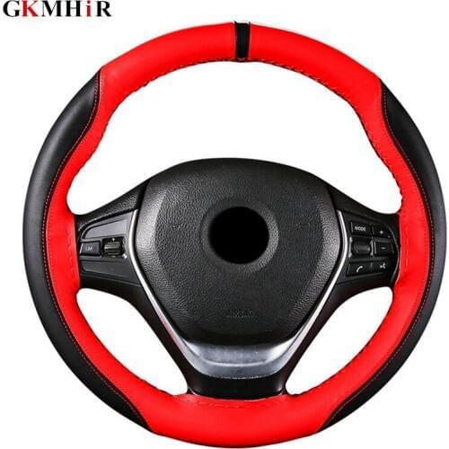 Steering Wheel Covers/Soft Fiber Leather Leather Steering Wheel Cover Breathable Steering-Wheel With Needle and Thread