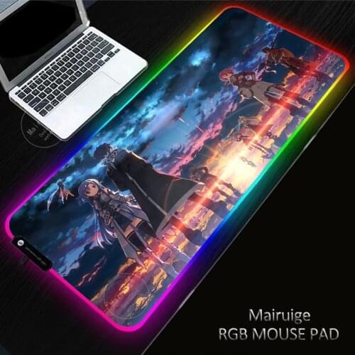 RGB Gaming Sword Art Online Mouse Pad Computer Gamer Mousepad Large Game Rubber No-slip Mouse Mat PC Laptop Keyboard Desk Carpet