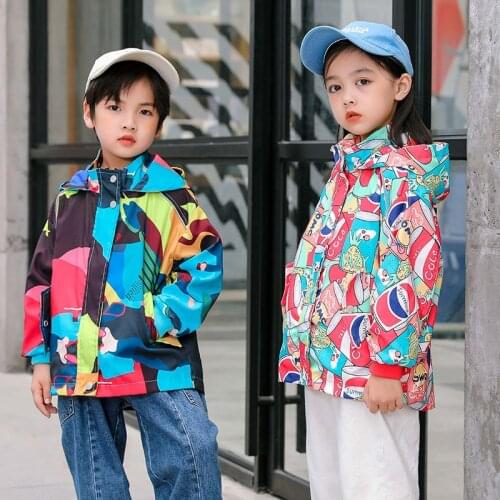 Kids Outdoor sports jacket Zipper Jacket Unisex boys Clothes Autumn girls Hooded Coat Windproof & Waterproof Childrens jacket