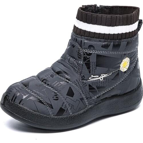 New Waterproof Children Snow Boots With Plush Fashion Kids Outdoor Shoes Girls & Boys Winter Boots Size 28-36