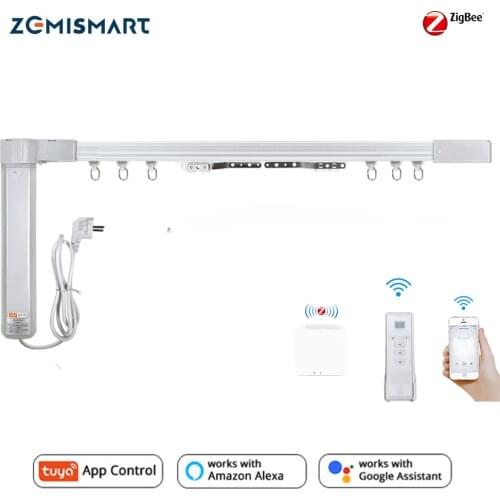 Zemismart Tuya Zigbee Curtain Track Alexa Echo Google Home Control via Smart Life SmartThings Electric Curtains