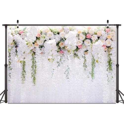 Bridal Shower Wedding Flower Wall Background White and Green Wisteria Rose Flower Dessert Table Decoration Newborn Photography
