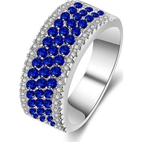 HPXmas Luxury full AAA zircon Love promise wedding statement Elegant Finger Women jewelry 5 Rows Crystal Stainless Steel Ring