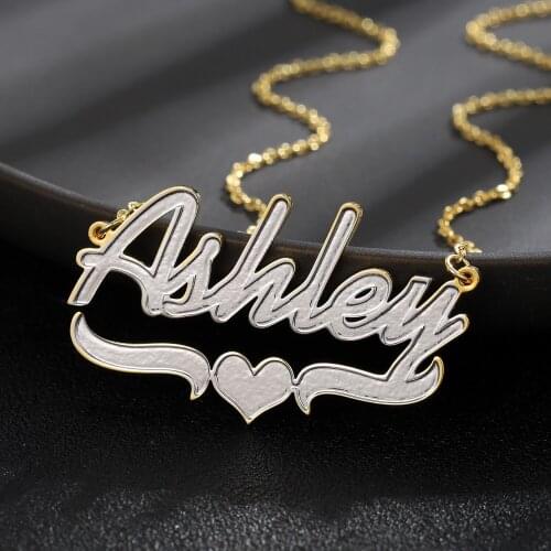 Custom Stainless Steel Name Necklace Personalized DoubleGold Siliver Plated Nameplate For Women Charm Gifts Personalized Jewelry