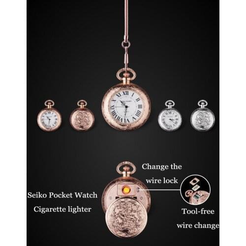 New Seiko Pocket Watch USB Charging Lighter Fashion Pendant Electronic Cigarette Lighter Gift