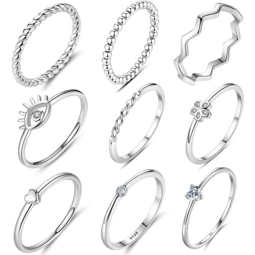ELESHE New Fashion Finger Rings Clear CZ Crystal Bead Rings Female 925 Sterling Silver Ring for Women Wedding Authentic Jewelry