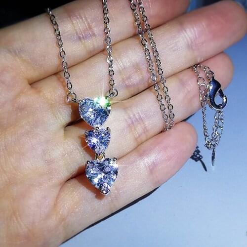 Genuine 925 Sterling Silver Heart Female Wedding Jewelry Set Earrings and Short Necklaces Jewelry for Women Statement Bijoux