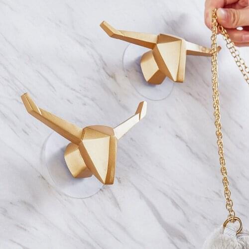 Nordic Ins Wind Animal Free Punching Paste Clothes Hook Creative Entrance Door Entrance Wall Hanging Storage Rack