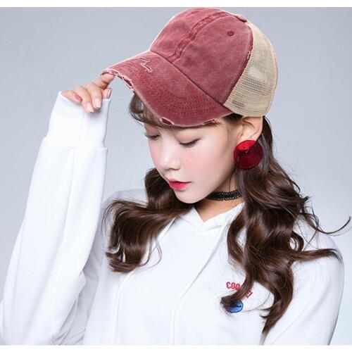 Summer Ponytail Baseball Cap Outdoor Sports Adjustable Anti UV Mesh Peaked Hat it allows you to put your ponytail out of the hat