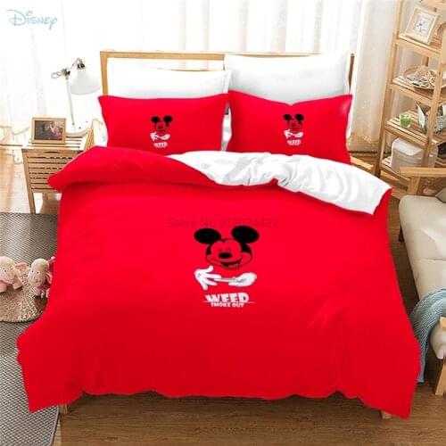 Red Mickey Mouse Disney Bedding Set Kids Cartoon 3d Print Comforter Cover Queen King 2/3pcs Duvet Cover Pillowcase Home Textile