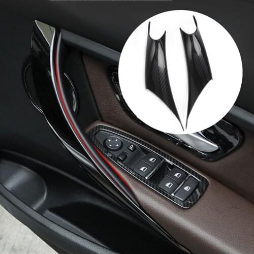 New 2pcs Car Door Pull Handle Interior Door Handle Carbon ABS Fiber Cover for BMW 3 4 F30 F35 320i 328i 335i 2012-2018 Accessori