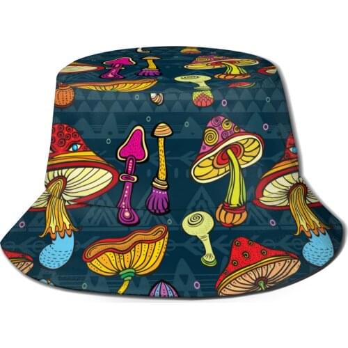 NOISYDESIGNS 2021 New Foldable Fisherman Hat Vintage Mushroom Bucket Hats Unisex Fashion Caps Hip Hop Gorros Women Bucket Cap