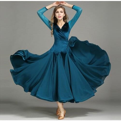 2021 New MY750 Long Sleeve V Neck Lotus Design Latin Dance Dress Women Performance Modern Dance Dress Latino Dancewear