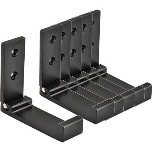 New 6-Piece Aluminum Alloy Folding Hook Single Hook for Coat Rack Suitable for Bathroom Kitchen and Living Room Black