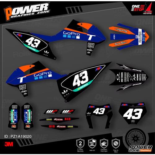 PowerZone Custom Team Graphics Backgrounds Decals 3M Stickers Kit For KTM SX SXF MX 19-20 EXC XCW Enduro 20-N 125 to 500cc 20