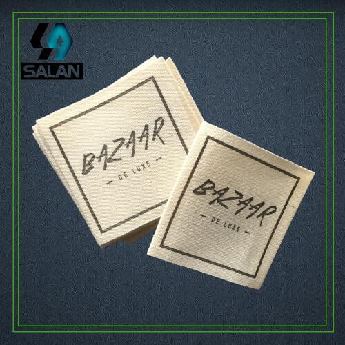 Customized Cotton clothing tags printed Natural Cotton Label Sewing Fabric printed cotton Labels custom main labels