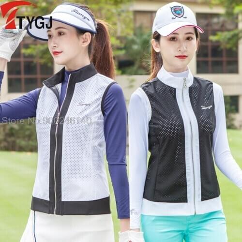 Golf Shirts Womens Tops Sleeveless Golf Clothing Full Zipper Slim Shirt Ladies Comfortable Simple Vest Sports Clothes Polo Vests