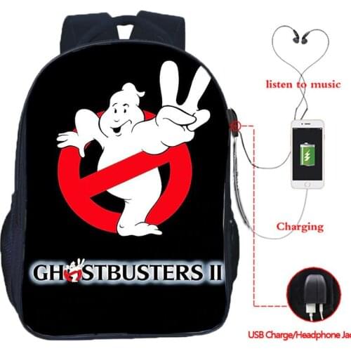 Ghostbuster USB Design Backpack Schoolbag Beautiful Mochila Unisex Book Bags Boys Girls Back to school Rucksack Ghostbuster bag