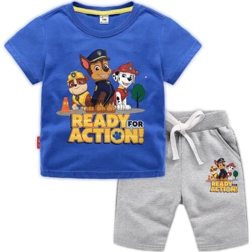 PAW PATROL hot sale Baby boy clothes Brand summer kids clothes sets t-shirt+pants suit Star Printed Clothes newborn sport suits