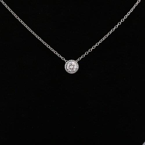 S925 Sterling Silver Classic Elegance Necklace for Women Pave Clear CZ Pendant Charm Wedding Gift fit Lady Jewelry