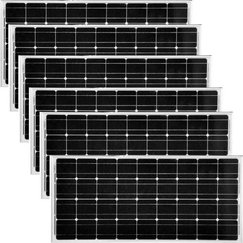 Solar Plate 12v 100w Monocrystalline 6 Pcs A Grade Placas Solares 72v 600W Solar Home System Marine Yacht Boat Caravan Car Camp