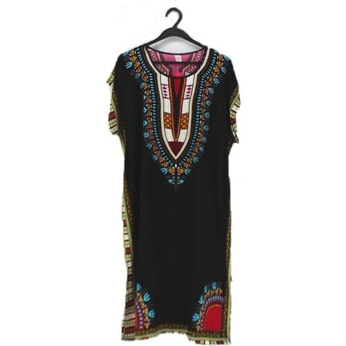 Woman African Style Clothing Dress Bathing Robe Cotton 3D Print Plus Size Ethnic Dashiki Dress Pajamas Sleepwear Bazin Riche