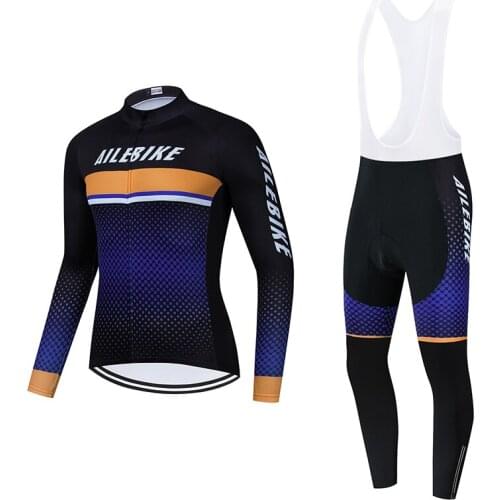 AILEBIKE Cycling Jersey Set 2021 Pro Team Winter Fleece Bicycle Clothing MTB Bike Wear Bib Pants Ropa Ciclismo Triathlon Suits