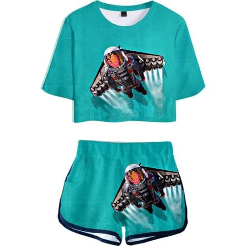 2020 3D Print Riders Republic Two Piece Set Short Crop Top + Shorts Sweat Suits Women Tracksuit Two Piece Outfits Summer Sets