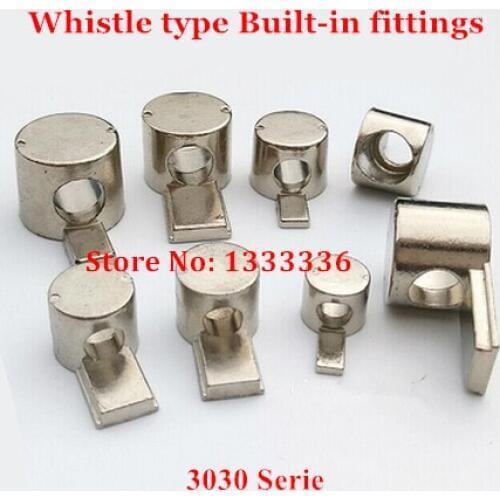 20pcs 3030 Serie Whistle Type Build-in Fittings, Alex Shaft Butt Joint Steel with Nickel