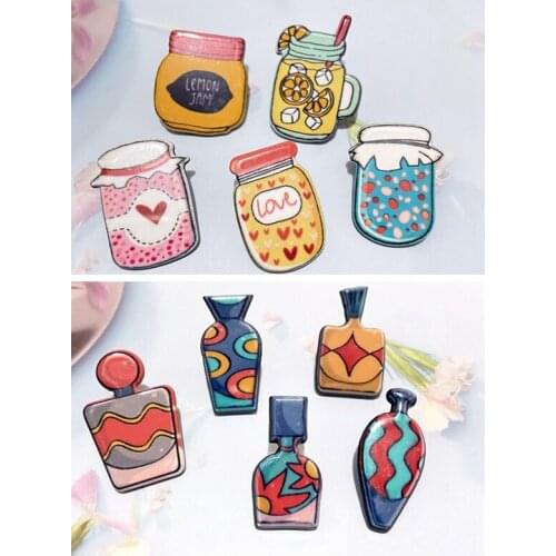 30Pcs Mixed Drink Cup Love Wish Bottles Planar Acrylic Perfume Bottle Brooch Refrigerator Magnet Crafts Phone Case Accessories