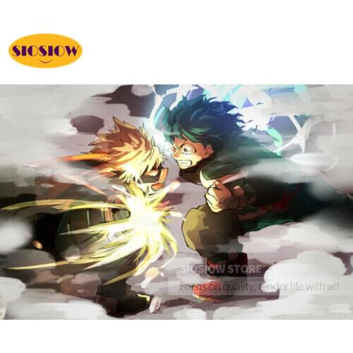 5d DIY Diamond Embroidery My Hero Academia Deku Bakugou Dimond Painting Cross Stitch Japanese Anime Full Square Home Wall Gifts
