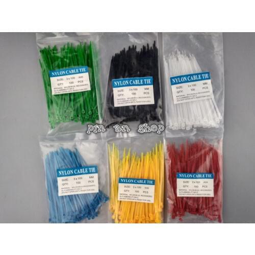 600Pcs 3*100mm width 2.5mm Colorful Factory Standard Self-locking Plastic Nylon Cable Ties,Wire Zip Tie GL BL YL BK WT RD