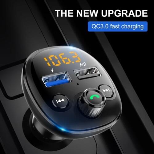 Car FM Transmitter Wireless Bluetooth-Compatible MP3 Player Handsfree Call Car Kit Dual USB Charger with Display Car Accessories