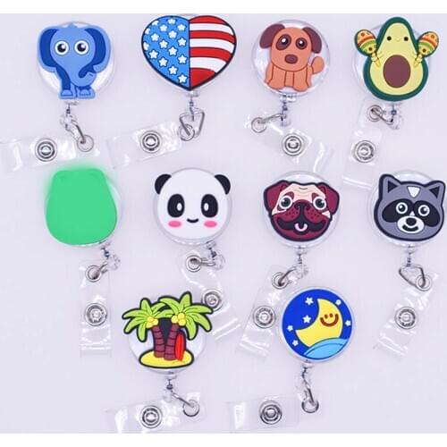 9 Colors Cute Dog & Panda 60cm Silicone Retractable Badge Reel Student Nurse Exhibition Enfermera Name Card ID Card Chest