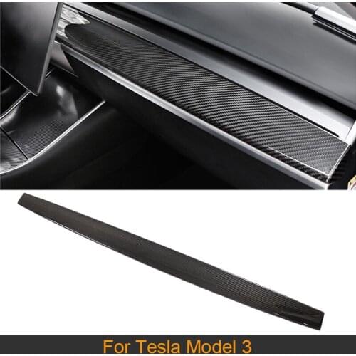Car Center Console Dashboard Panel Cover Trim for Tesla Model 3 2017-2020 Dry Carbon Fiber Center Console Dashboard Panel Cover