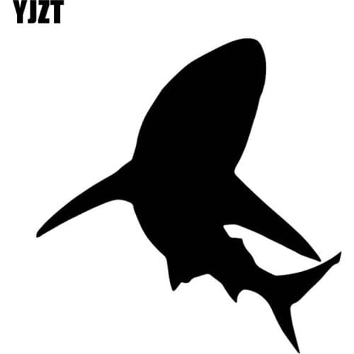 YJZT 14.8CM*15.3CM Shark Car Door Decor Pattern Vinyl Decal Car Sticker Accessories Black/Silver C4-2330