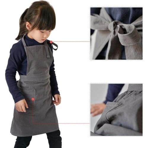 Japanese Apron Parent-child Art Painting Cotton Hemp Floral Kitchen Baking Overalls
