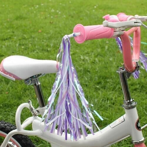 Children Bicycle Tricycle Streamers Kids Bike Handlebar Grips Tassels Bell Cycling Handlebar Grips Decoration Blue/Purple