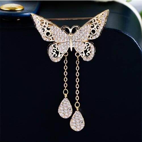 Elegant Butterfly Brooch Micro Inlaid Zircon Handmade Women Brooches Pins Scarves Clip Coat Dress Corsage Accessories Gift