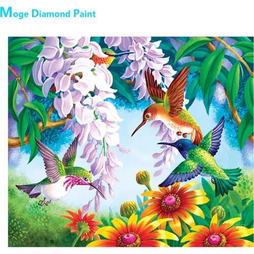 Hummingbirds and Flowers Diamond Painting Animal Floral Round Full Drill Nouveaute DIY Mosaic Embroidery 5D Cross Stitch Bird