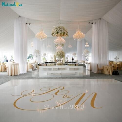 Custom Made Wedding Stickers Dancing Floor Sticker Personalized Name Party Floor Decals Removable Monogram Mural ZA102A