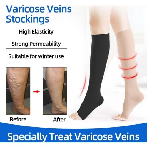 Prevent Varicose Vein Leg Relief Pain Knee Pressure Compression Socks Unisex Solid Color Thigh Middle Nylon Thick Sock WinterNew