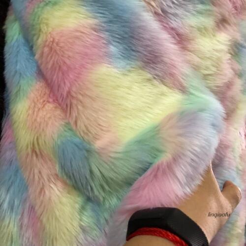 Colorful fur grass plush fabric, shoes and bags background clothing fabric