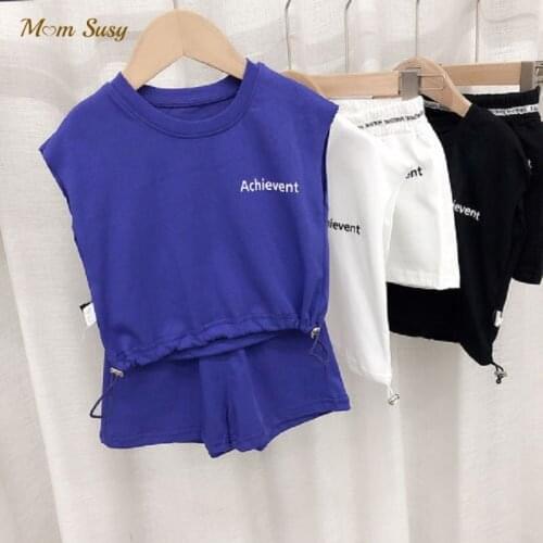 Fashion Baby Boy Girl Cotton Clothes Set Tank Top+Shorts 2PCS Summer Child Tracksuit Short Sleeve Sport Suit Baby Clothes 1-7Y