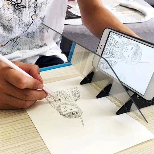 Tracking Projection Optical Drawing Board Sketch Mirror Facing Copy Table Reflection Light Image Board With Mobile Phone Bracket
