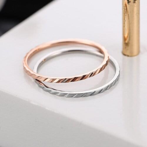 New Couple Beveled Cut Flower Rings Tail Titanium Steel Pair Korean Simple Fashion Fine Rose Gold For True Lovers