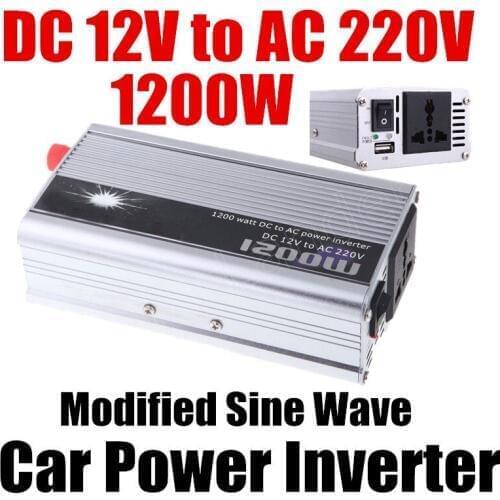 1200W WATT DC 12V to AC 220V Portable Car Auto Vehicle Power Charger Voltage Inverter Adapter Charger Converter Transformer